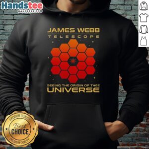 Official James Webb Telescope hoodie showcasing cosmic imagery, symbolizing the origin of the universe.