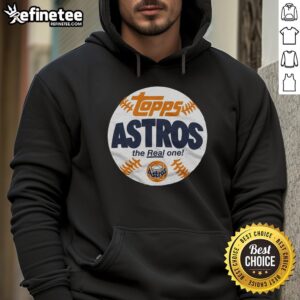 Alt Text: Awesome Houston Astros MLB X Topps Baseball The Real One Hoodie in vibrant colors, perfect for fans and collectors.