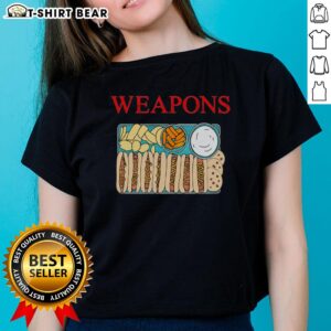 Official Weapons Fast Foods Hot Dog Cookies Chips Ladies Tee featuring a fun food-themed graphic design.