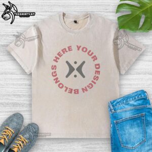Official Your Design Belongs Here washed t-shirt in soft fabric, perfect for casual wear and custom designs.