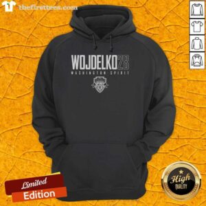 Alt Text: Good Wojdelko 28 Washington Spirit hoodie featuring team colors and logo, perfect for fans and casual wear.