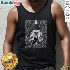 Official Totoro small and big in forest, Inocut style tank top featuring My Neighbor Totoro characters.