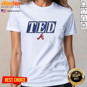 Original Atlanta Braves Memorial Ted Turner ladies tee featuring the iconic team logo and stylish design.
