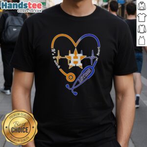 Awesome Houston Astros Stethoscope Heartbeat T-Shirt showcasing a heart design, perfect for baseball fans and healthcare workers.