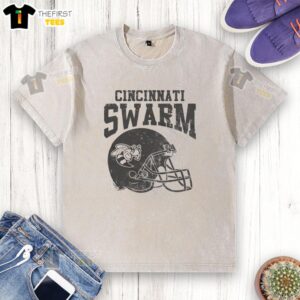 Premium Cincinnati Swarm Washed T-Shirt in vibrant colors, showcasing a stylish design for casual wear enthusiasts.