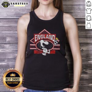 Alt Text: Cute Peanuts Snoopy X England soccer tank top featuring a playful design perfect for fans and summer wear.