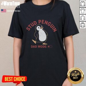 Good Stud Penguin Ladies Tee featuring a playful penguin graphic, perfect for casual women's fashion and animal lovers.