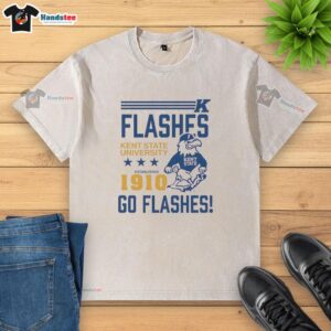 Alt Text: Premium Kent State Golden Flashes washed t-shirt, established 1910, featuring vibrant team colors and logo. Go Flashes!