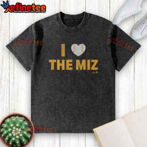 Alt Text: Nice Jacob Misiorowski in I Heart The Miz washed t-shirt, showcasing his love for wrestling in a stylish casual look.