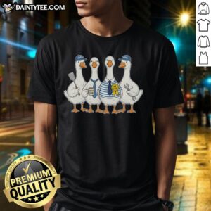 Alt Text: Cute Funny Father's Day Goose Group T-Shirt featuring whimsical geese, perfect for celebrating dads with humor.
