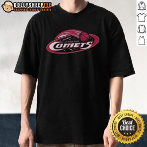 Vintage Hot Houston Comets '97 T-Shirt featuring team logo and vibrant colors, perfect for basketball fans and collectors.