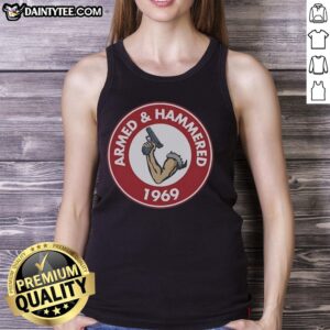 Vintage 1969 Unise tank top featuring premium Armed and Hammered design, perfect for retro style enthusiasts.