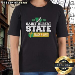 Alt Text: Premium Saint Albert State Track and Field 2026 ladies tee featuring a stylish design and comfortable fit for athletes.