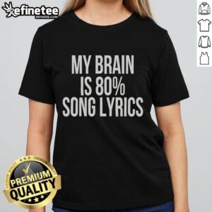 Funny ladies' tee featuring the lyrics My Brain Is 80 Percent for a humorous twist on casual wear. Perfect for music lovers!