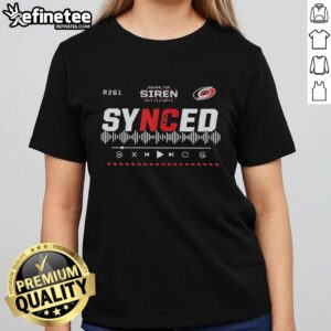 Alt Text: Original synced Carolina Hurricanes Sound the Siren 2025 Playoffs hockey R261 ladies tee in vibrant red color.