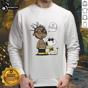 Alt Text: Original Peanuts Ol' Dirty Bastard sweatshirt featuring vibrant graphics and a cozy design for fans of hip-hop and nostalgia.