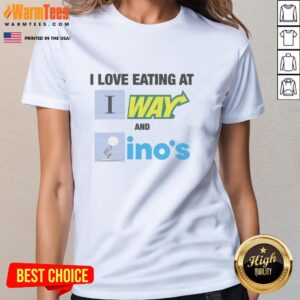 Alt Text: Original I Love Eating at Subway and Domino's Ladies Tee featuring a stylish design for food lovers.
