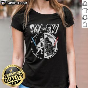 Pretty Sky vs Sky Star Wars Ladies Tee featuring vibrant graphics and a stylish design for Star Wars fans.