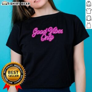 Pretty Good Vibes Only purple neon ladies tee showcasing a stylish design perfect for casual wear and positive energy.
