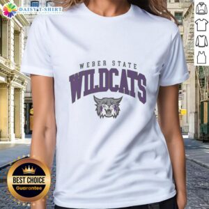 Original Weber State Wildcats classic logo ladies tee in purple, perfect for fans and stylish casual wear.