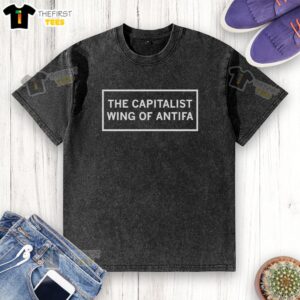 Nice Capitalist Wing of Antifa Frame Letter washed t-shirt featuring bold graphics on a casual style.