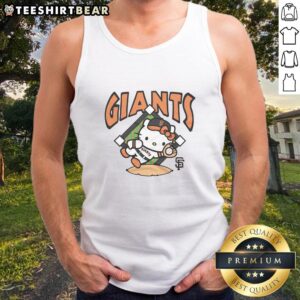 Cute orange San Francisco Giants Hello Kitty tank top featuring playful design, perfect for fans and summer wear.