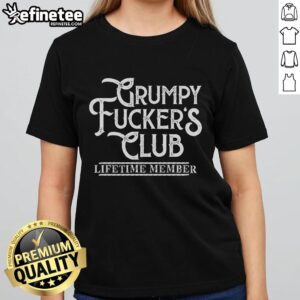Alt Text: Good Vintage Retro Grumpy Fuckers Club Ladies Tee showcasing a humorous design for lifetime members.