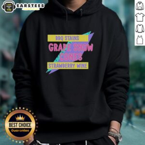 Awesome BBQ stains on a grape snow cone and strawberry wine hoodie, perfect for summer outdoor gatherings.