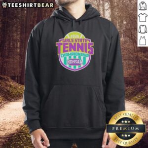 Alt Text: Premium NDHSAA Girls Tennis State Tournament 2026 hoodie featuring vibrant colors and official tournament logo.