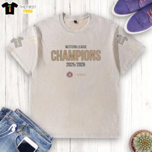 Top Western League Champions 2025-2026 Vx3 Washed T-Shirt in vibrant colors, showcasing team pride and style.