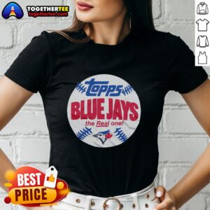 Awesome powder blue Toronto Blue Jays MLB X Topps baseball ladies' tee featuring a stylish design and comfortable fit.