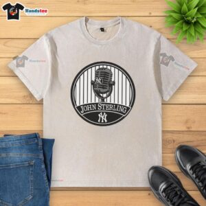 Premium Yankees Memorial Patch for John Sterling washed t-shirt featuring a vintage design and soft fabric.