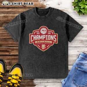 Florida State Seminoles ACC Softball Tournament Champions 2026 washed t-shirt featuring team logo and vibrant colors.
