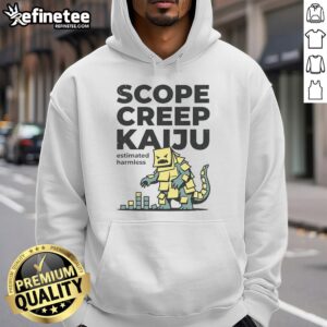 Pretty Scope Creep Kaiju Estimated Harmless Hoodie design featuring a colorful monster illustration on a cozy sweatshirt.