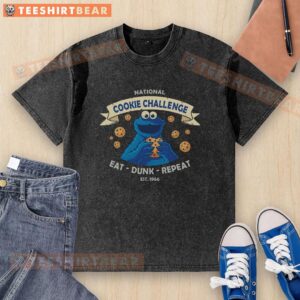 Nice National Cookie Challenge washed t-shirt featuring a fun cookie design, perfect for baking enthusiasts.