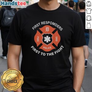 Alt Text: Official Detroit Tigers X First Responders First To The Fight Night 2026 T-Shirt featuring bold graphics and team colors.