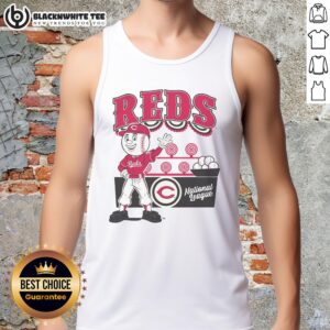 Alt Text: Top Mitchell & Ness Cream Cincinnati Reds Step Back Up Tank Top featuring vintage logo and stylish design.