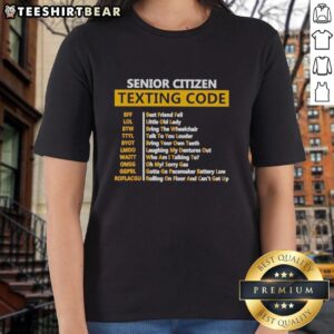 Awesome senior citizens texting in fun 'Code Ladies' tee, showcasing tech-savvy lifestyle and vibrant spirit.