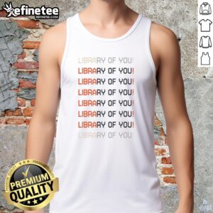Stylish tank top featuring pixelated text design with 'Nice Library of You', perfect for casual wear.