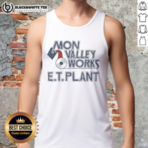 Good Mon Valley Works Edgar Thomson Plant tank top featuring industrial design and steel production theme.
