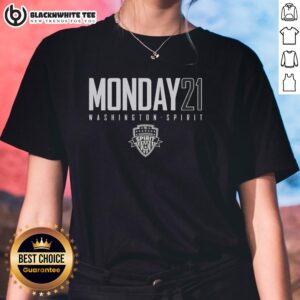 Good Monday 21 Washington Spirit Ladies Tee featuring team colors and logo, perfect for fans and casual wear.