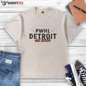 Nice Detroit Est 2026 Professional Women's Hockey League washed t-shirt featuring a stylish design and comfortable fit.
