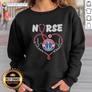 Cozy sweatshirt featuring a stethoscope-shaped heart design, perfect for Washington Wizards fans and healthcare workers.