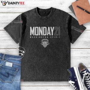 Alt Text: Premium Monday 21 Washington Spirit washed t-shirt for fans of women's soccer, featuring a stylish and comfortable design.