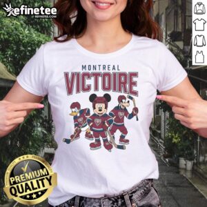 Ladies' ice hockey tee featuring Nice Montreal Victoire Disney Team design, perfect for fans of hockey and Disney.