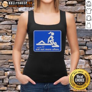 Funny meme tank top featuring 'Hot Enjoy Life Eat Out More Often' slogan for food lovers and humor enthusiasts.