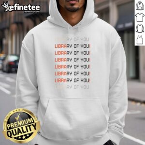 Cozy hoodie featuring pixelated text design 'Nice Library Of You', perfect for stylish book lovers.