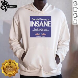 Us Against Trump hoodie featuring 'Official Donald Trump is Insane' design, perfect for political activism and awareness.