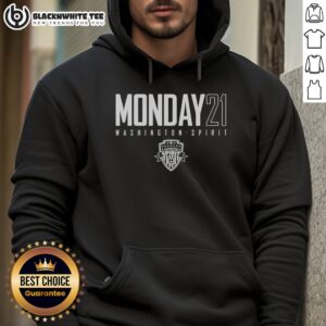 Good Monday 21 Washington Spirit hoodie showcasing team logo and vibrant colors, perfect for fans and casual wear.