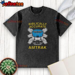 Top Biblically Accurate Train Washed T-Shirt featuring unique graphic design, perfect for casual wear and faith-inspired fashion.